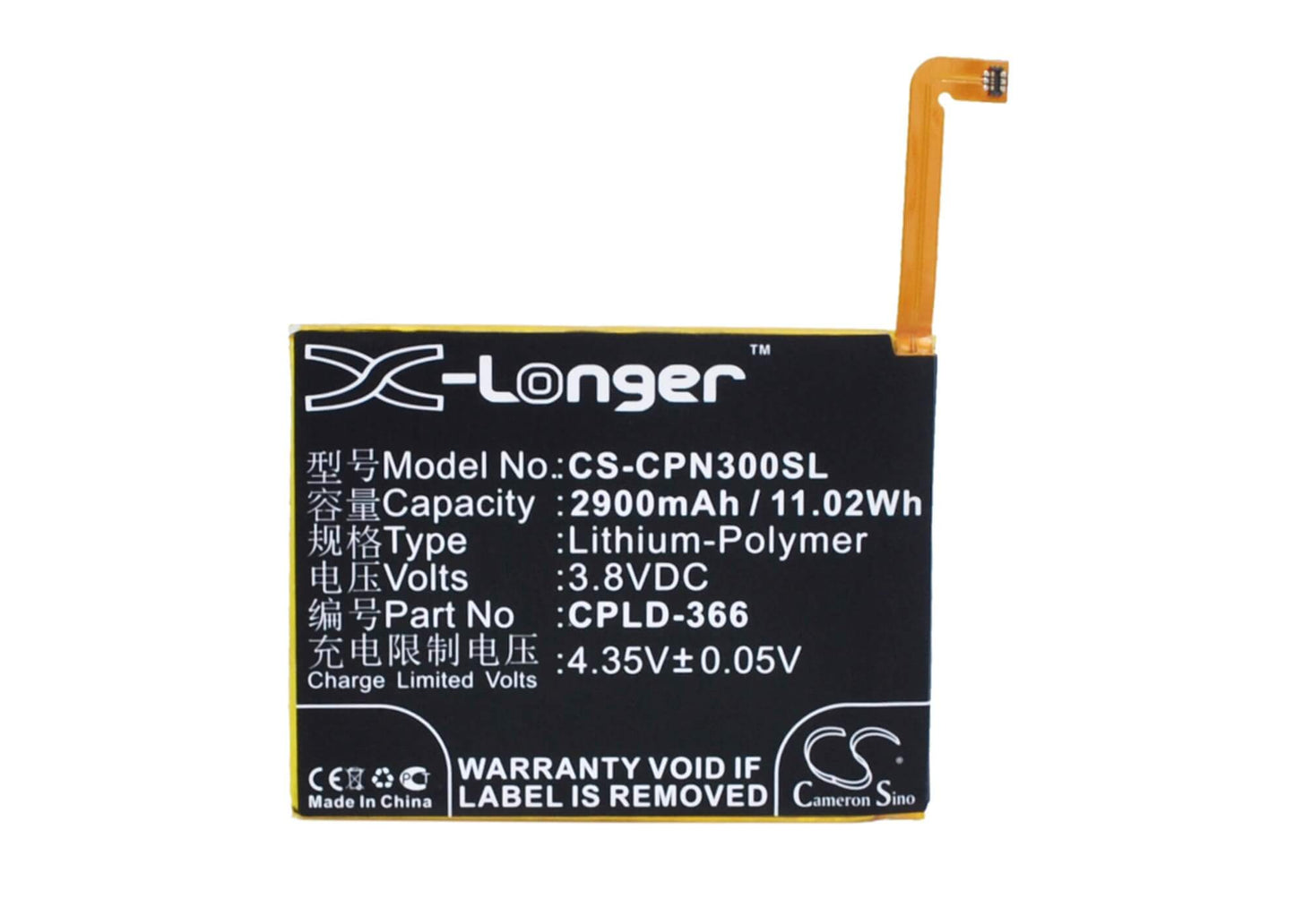 3.8V, 2900mAh, Li-Polymer Battery fits Coolpad, 8676, 8676-a01, 11.02Wh