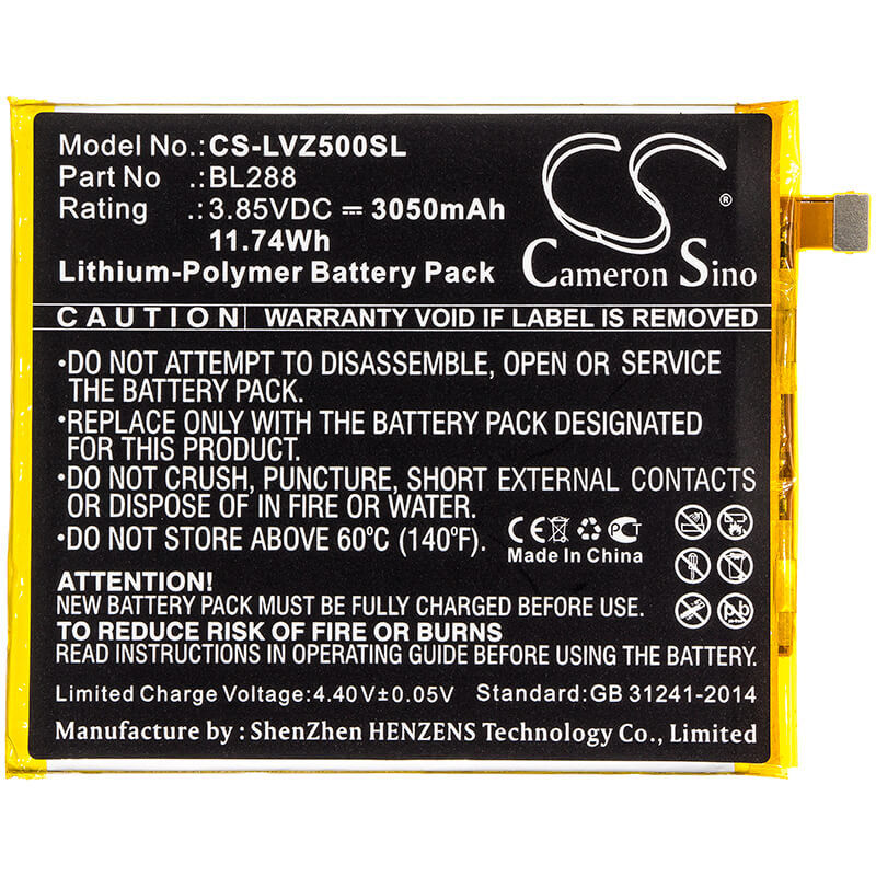 3.85V, 3050mAh, Li-Polymer Battery fits Lenovo, L78011, L78012, 11.7425Wh