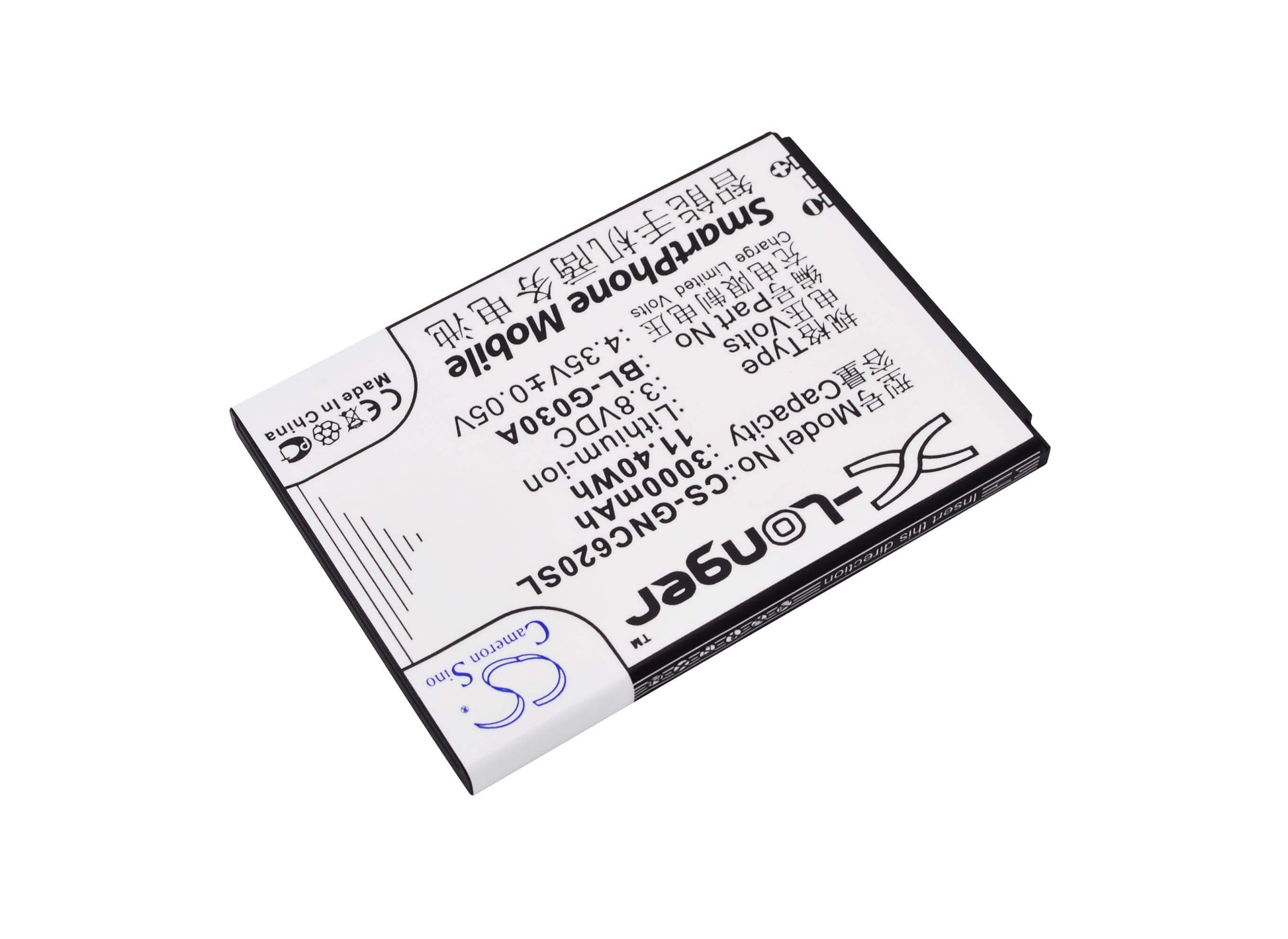 3.8V, 3000mAh, Li-ion Battery fits Gionee, C620, C620s, 11.4Wh