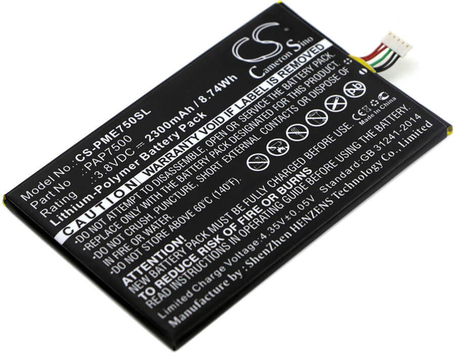 3.8V, 2300mAh, Li-Polymer Battery fits Prestigio, Multiphone 7500, Pap7500, 8.74Wh