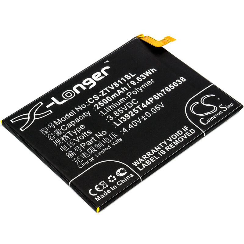 3.85V, 2500mAh, Li-Polymer Battery fits Zte, Blade V8 Lite, Blade V8 Lite Dual Sim, 9.625Wh