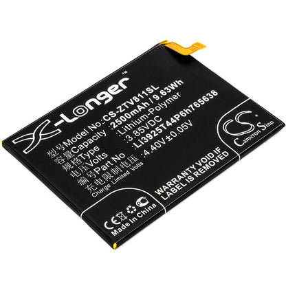 3.85V, 2500mAh, Li-Polymer Battery fits Zte, Blade V8 Lite, Blade V8 Lite Dual Sim, 9.625Wh