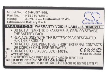 3.7V, 1650mAh, Li-ion Battery fits Huawei, A199, Ascend G606, 6.105Wh