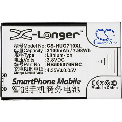 3.8V, 2100mAh, Li-ion Battery fits Huawei, A199, Ascend G606, 7.98Wh