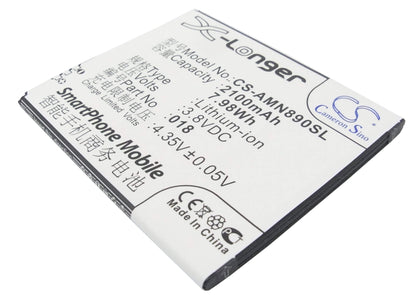3.8V, 2100mAh, Li-ion Battery fits Amoi, A920w, N890, 7.98Wh