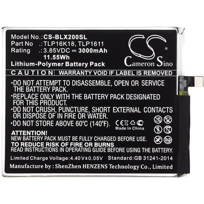 3.85V, 3000mAh, Li-Polymer Battery fits Blu, L0090, L0091uu, 11.55Wh