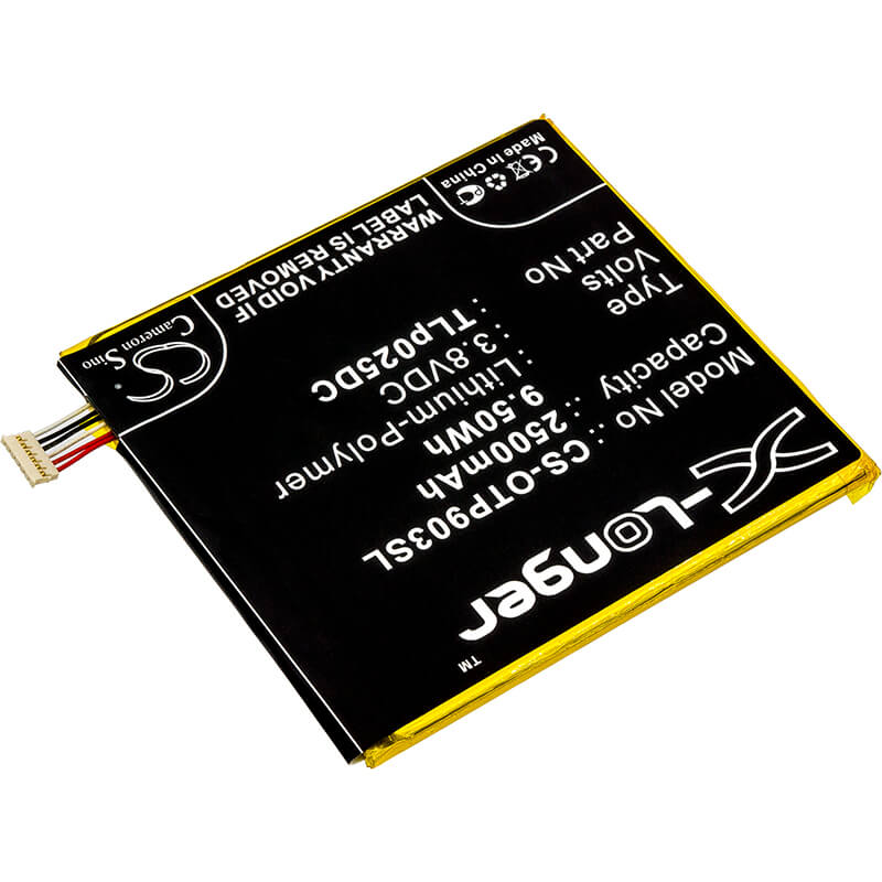 3.8V, 2500mAh, Li-Polymer Battery fits Alcatel, One Touch Pixi 4 6.0, One Touch Pixi 4 6.0 3g, 9.5Wh