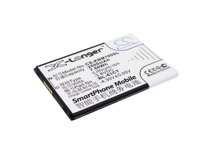 3.8V, 2000mAh, Li-ion Battery fits Koobee, M100, S100, 7.6Wh
