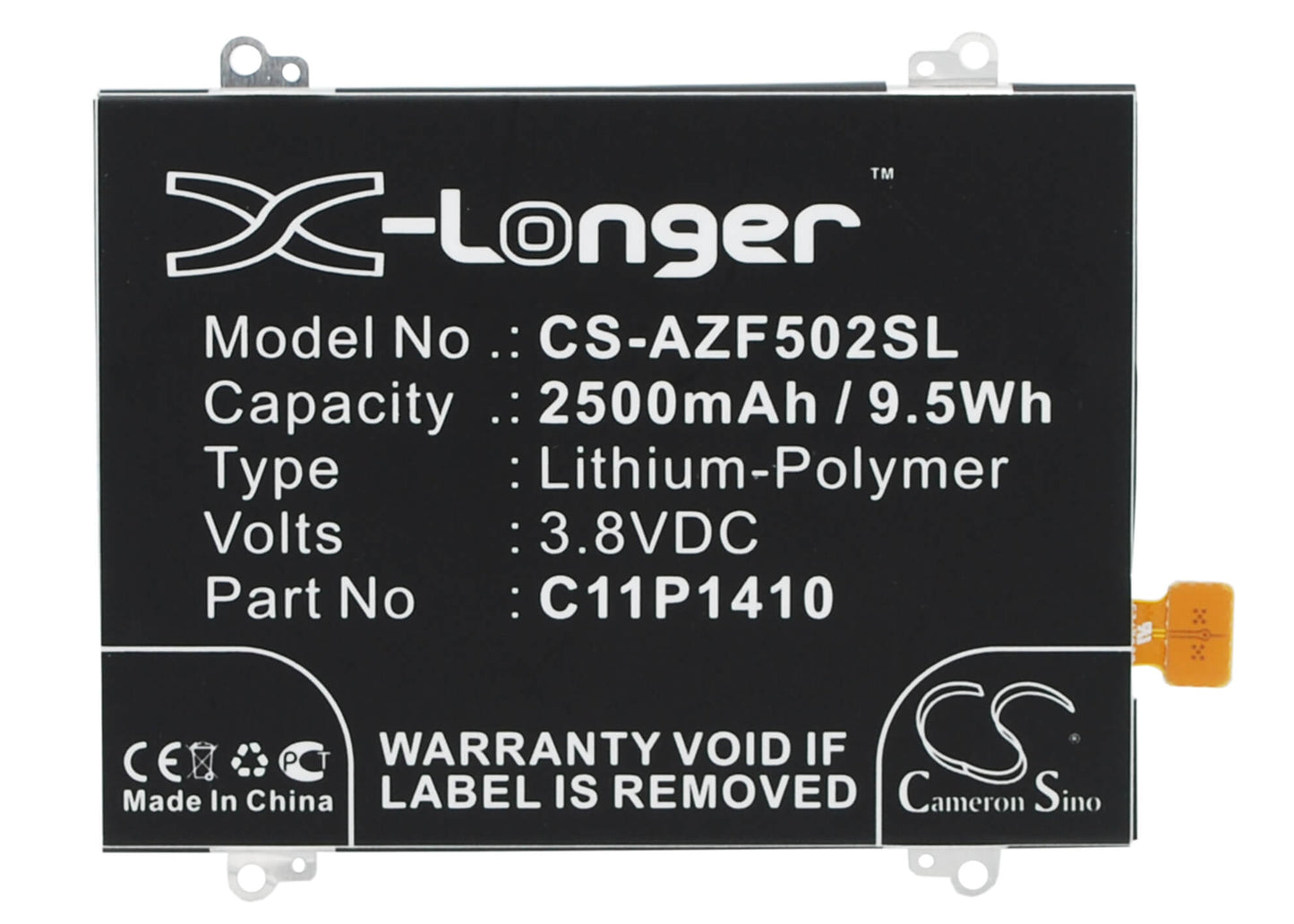 3.8V, 2500mAh, Li-Polymer Battery fits Asus, Zenfone 5 A502cg, Zenfone 5 Lite, 9.5Wh