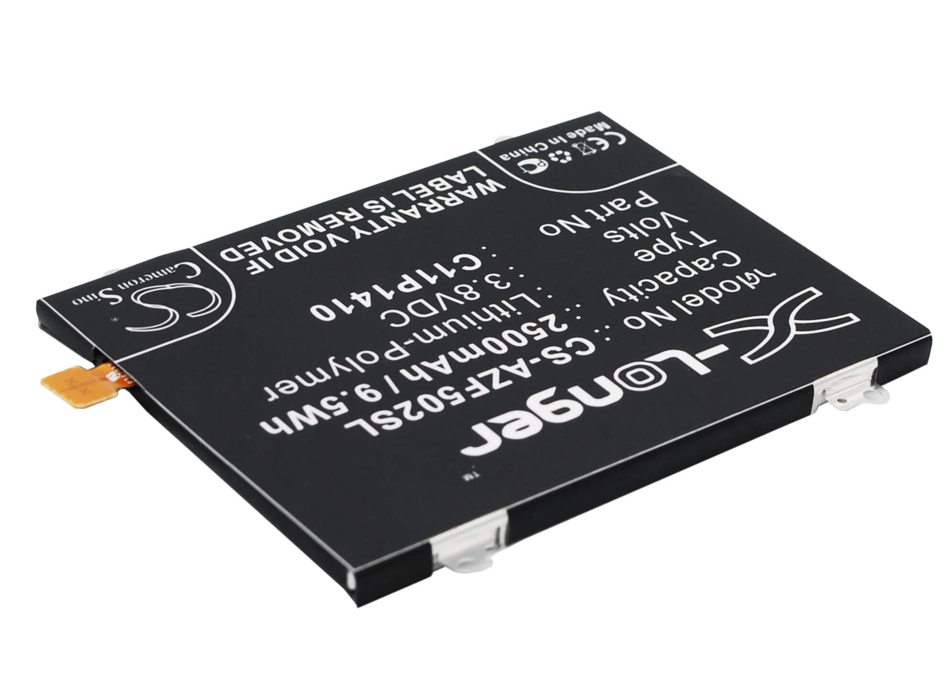 3.8V, 2500mAh, Li-Polymer Battery fits Asus, Zenfone 5 A502cg, Zenfone 5 Lite, 9.5Wh