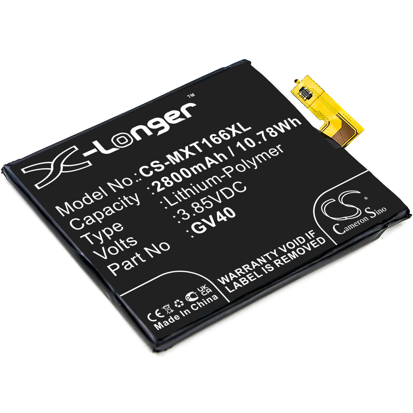 3.85V, 2800mAh, Li-Polymer Battery fits Motorola, Moto Z Droid Force, Moto Z Force, 10.78Wh