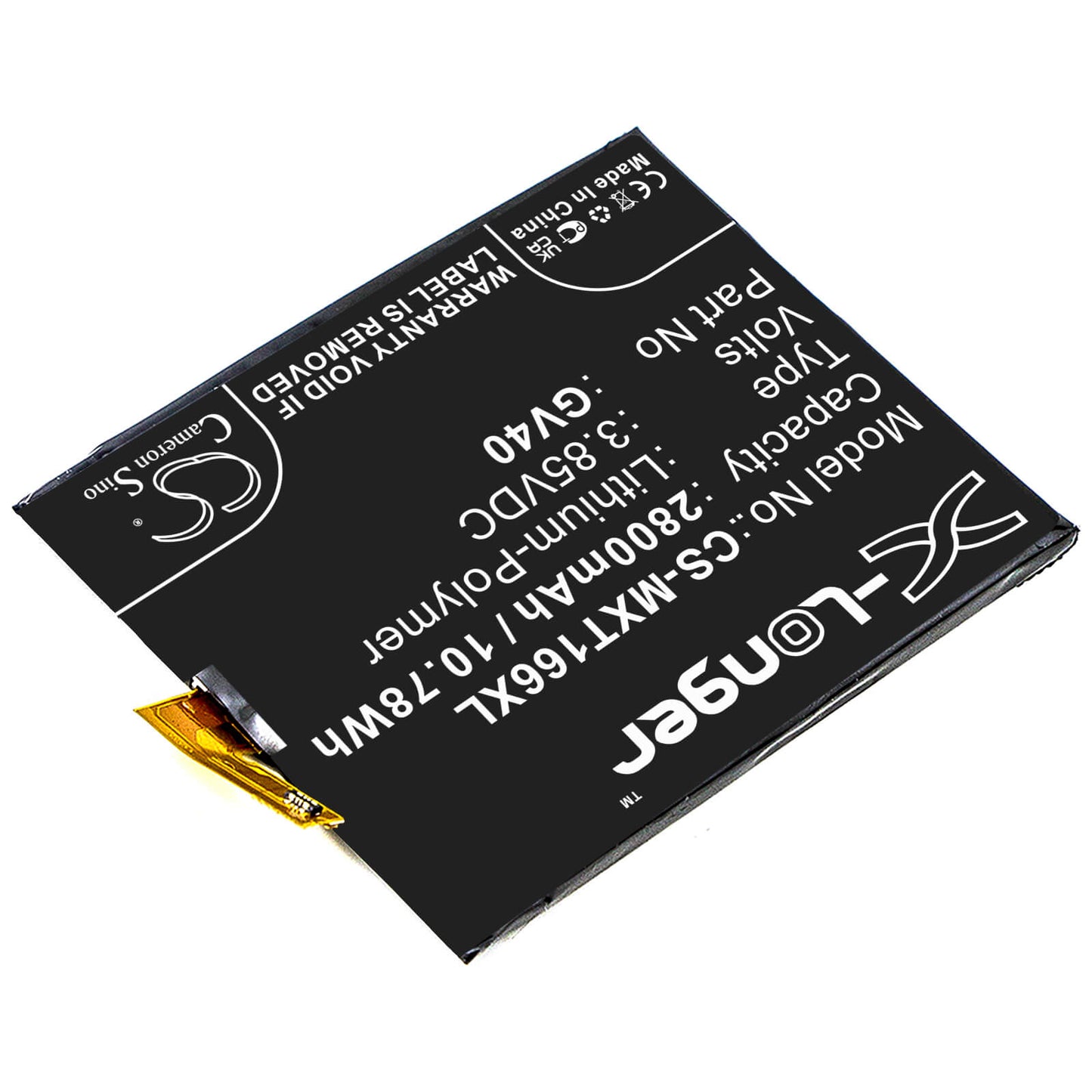 3.85V, 2800mAh, Li-Polymer Battery fits Motorola, Moto Z Droid Force, Moto Z Force, 10.78Wh
