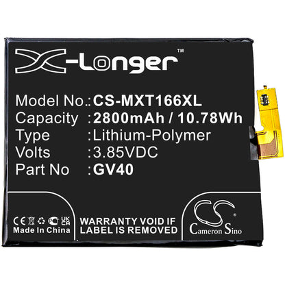 3.85V, 2800mAh, Li-Polymer Battery fits Motorola, Moto Z Droid Force, Moto Z Force, 10.78Wh