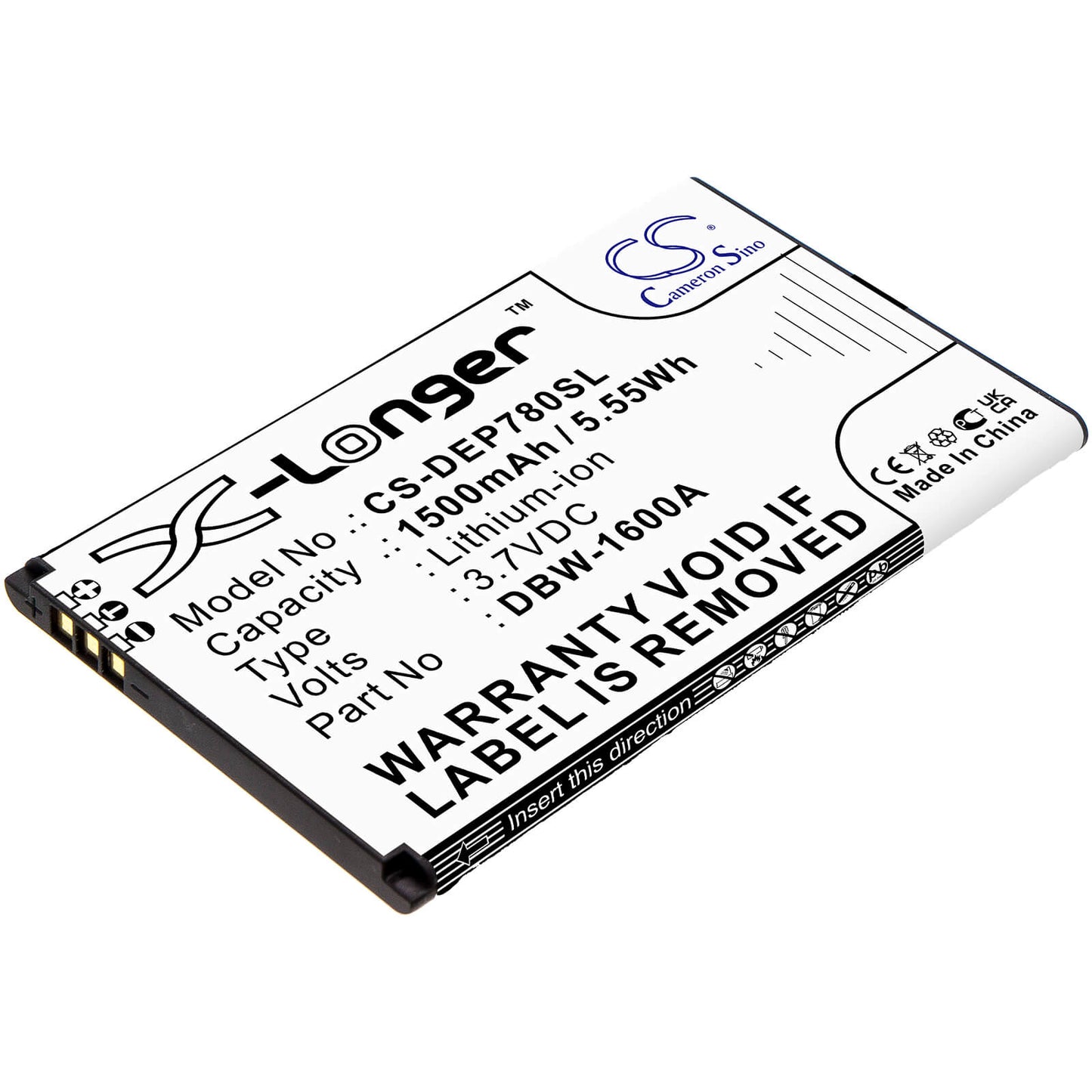 3.7V, 1500mAh, Li-ion Battery fits Doro, 7010, 7011, 5.55Wh