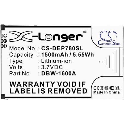3.7V, 1500mAh, Li-ion Battery fits Doro, 7010, 7011, 5.55Wh