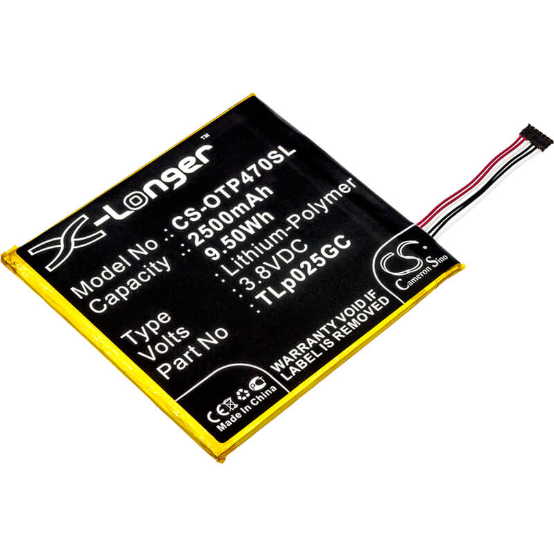 3.8V, 2500mAh, Li-Polymer Battery fits Alcatel, One Touch Pixi 4 7.0, One Touch Pixi 4 7.0 3g, 9.5Wh