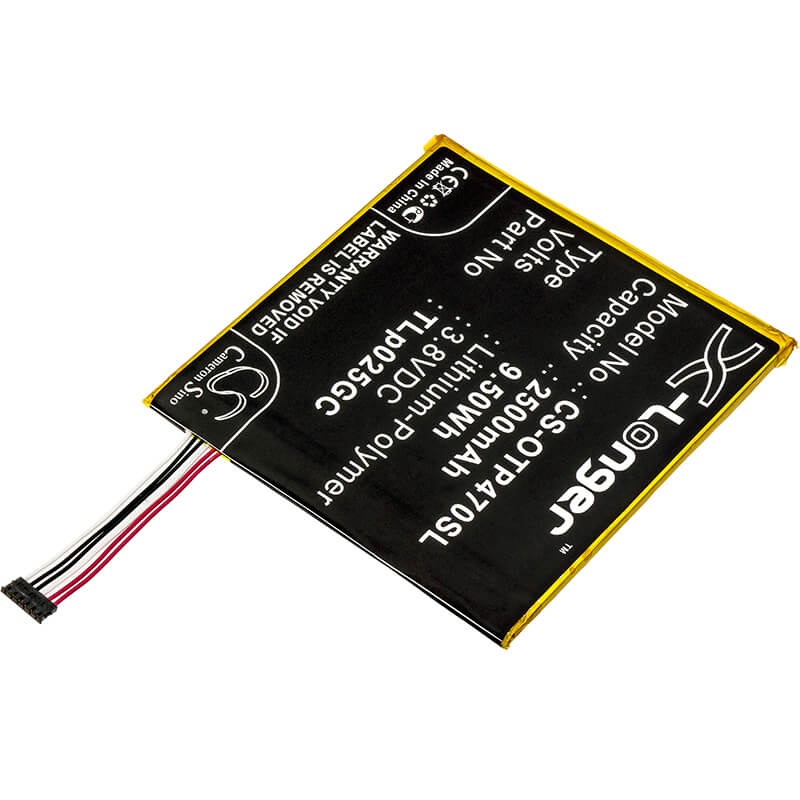 3.8V, 2500mAh, Li-Polymer Battery fits Alcatel, One Touch Pixi 4 7.0, One Touch Pixi 4 7.0 3g, 9.5Wh