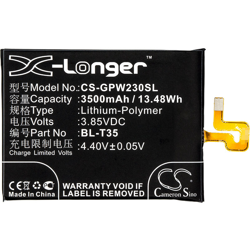3.85V, 3500mAh, Li-Polymer Battery fits Google, G011c, Pixel 2 Xl 2018, 13.475Wh