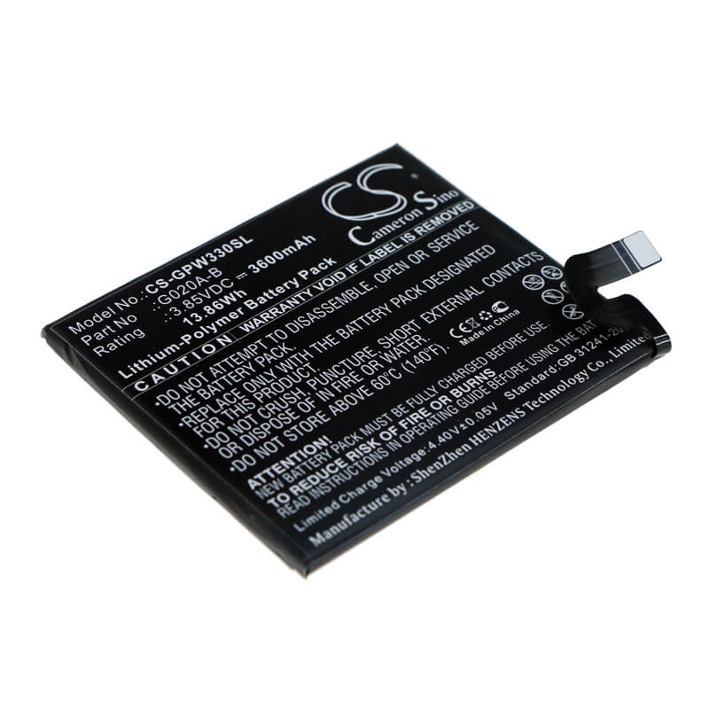 3.85V, 3600mAh, Li-Polymer Battery fits Google, G020c, Pixel 3a Xl, 13.86Wh