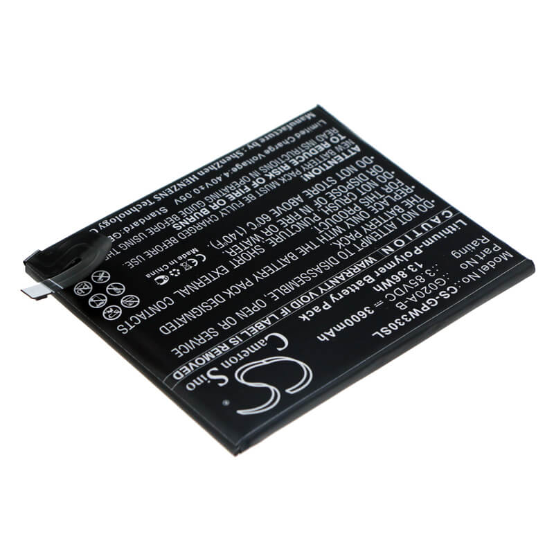 3.85V, 3600mAh, Li-Polymer Battery fits Google, G020c, Pixel 3a Xl, 13.86Wh