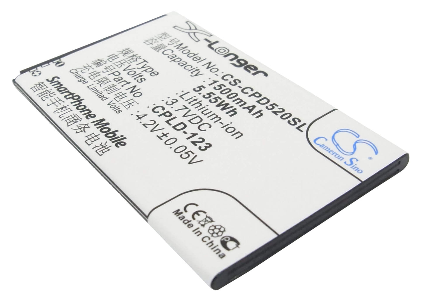 3.7V, 1500mAh, Li-ion Battery fits Coolpad, 5200, 5.55Wh