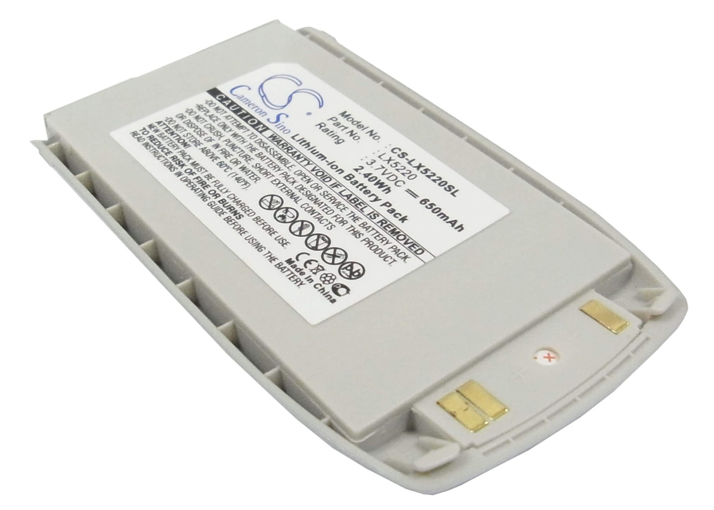 3.7V, 650mAh, Li-ion Battery fits Lg, 5220, 5220c, 2.405Wh