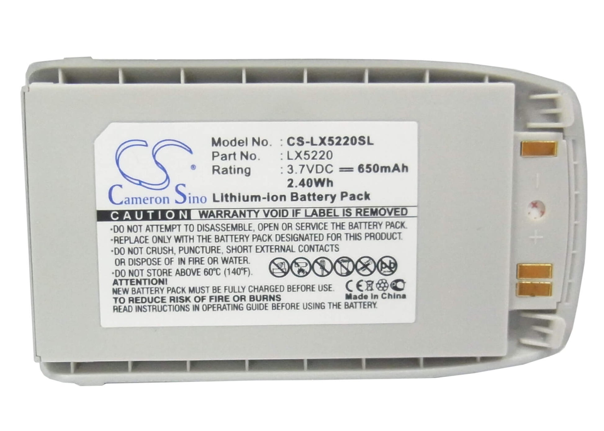 3.7V, 650mAh, Li-ion Battery fits Lg, 5220, 5220c, 2.405Wh