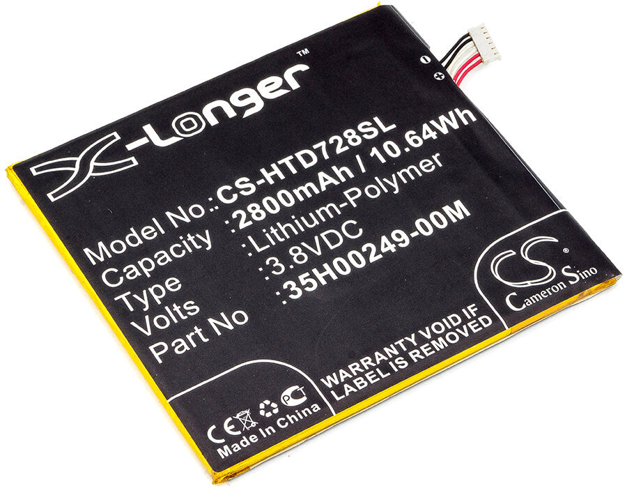 3.8V, 2800mAh, Li-Polymer Battery fits Htc, D728, D728t, 10.64Wh