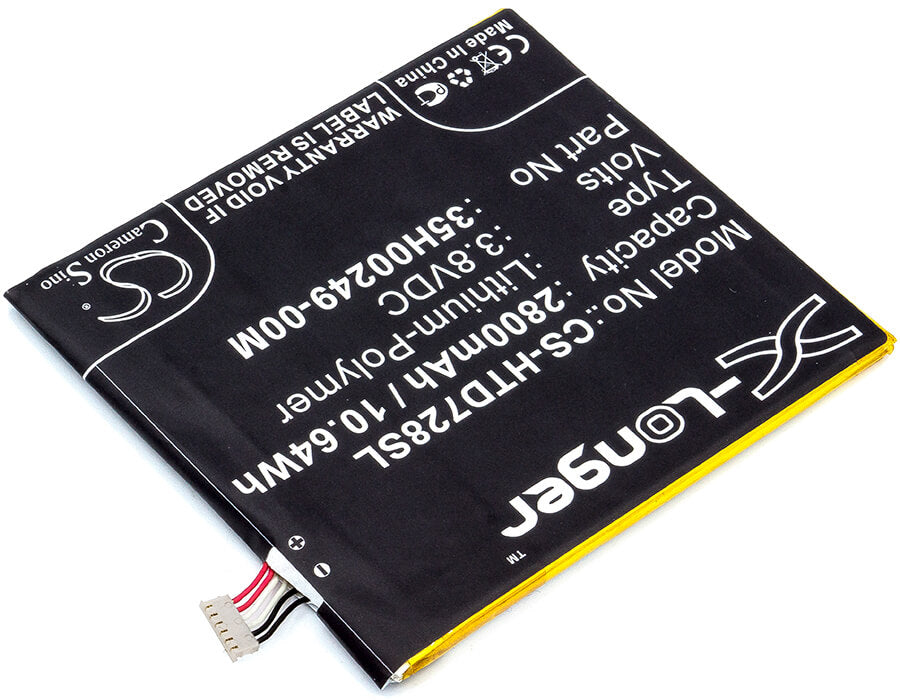 3.8V, 2800mAh, Li-Polymer Battery fits Htc, D728, D728t, 10.64Wh