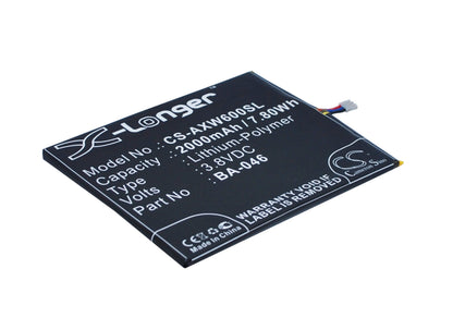 3.8V, 2000mAh, Li-Polymer Battery fits Aux, S6, V950, 7.6Wh