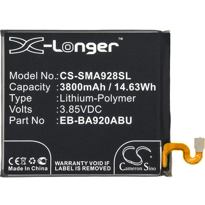 3.85V, 3800mAh, Li-Polymer Battery fits Samsung, Galaxy A9 2018, Galaxy A9 2018 Td-lte, 14.63Wh