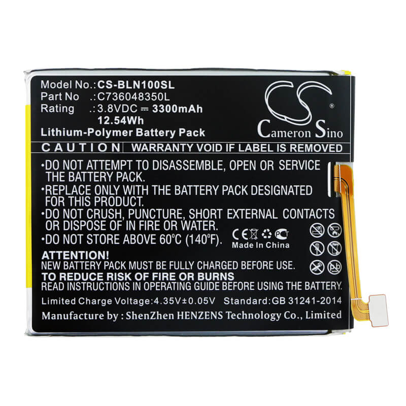 3.8V, 3300mAh, Li-Polymer Battery fits Blu, Bold N1, 12.54Wh
