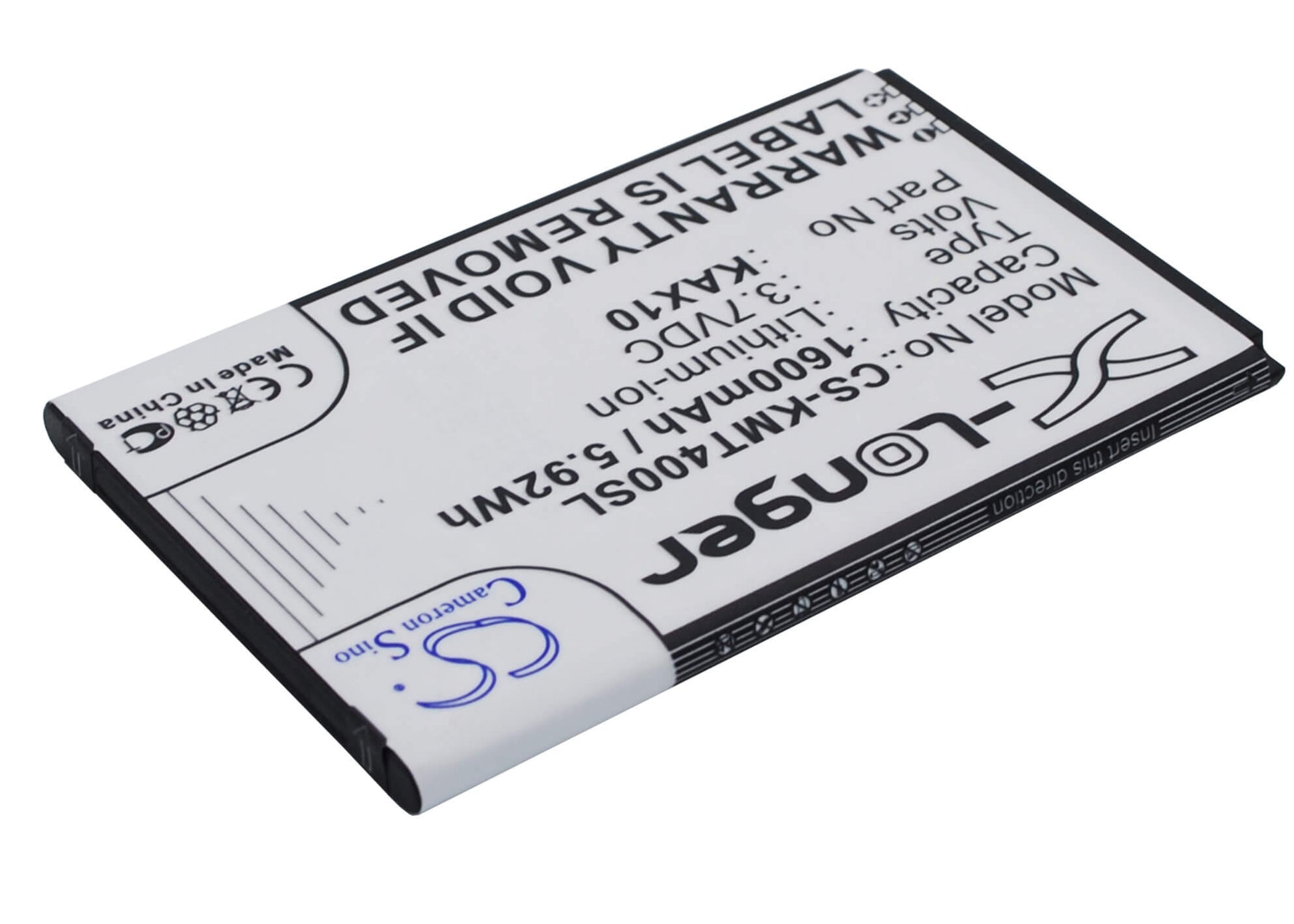 3.7V, 1600mAh, Li-ion Battery fits Kazam, Trooper X4.0, 5.92Wh