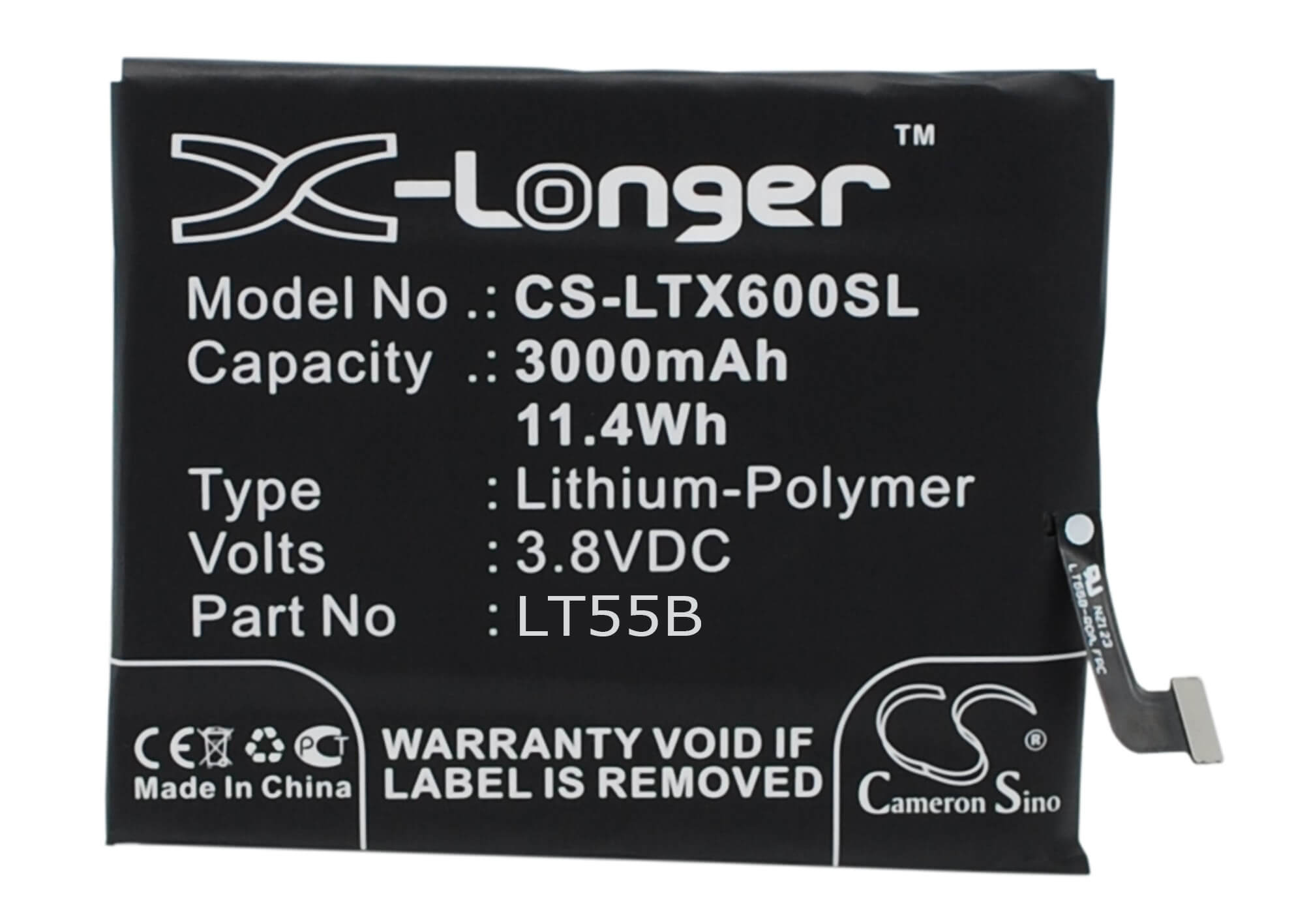 3.8V, 3000mAh, Li-Polymer Battery fits Letv, 1, Lt55b, 11.4Wh