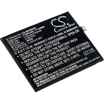 3.85V, 3100mAh, Li-Polymer Battery fits Meizu, A680m, A680q, 11.935Wh