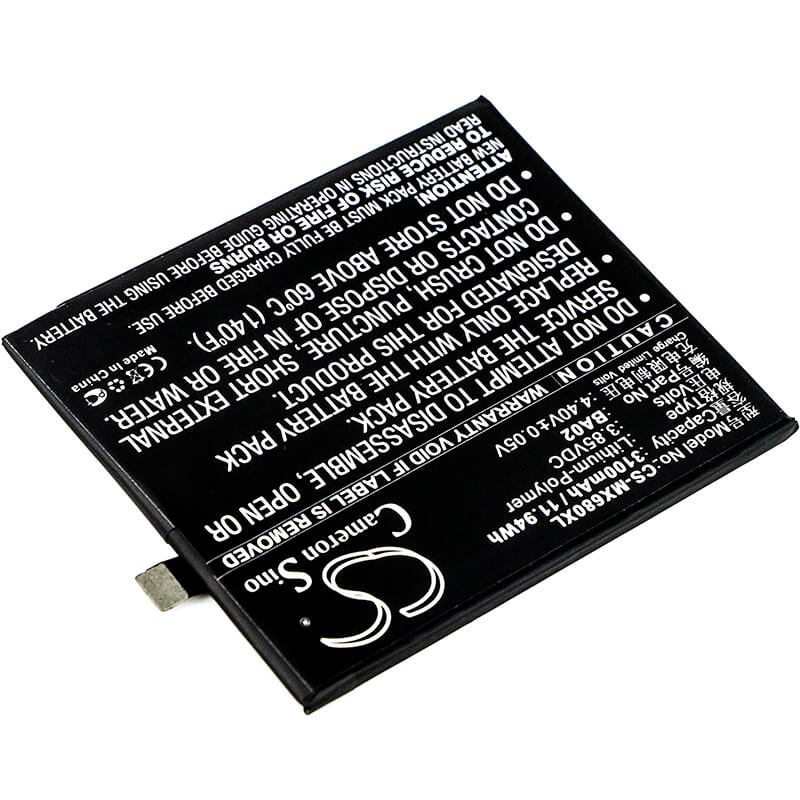 3.85V, 3100mAh, Li-Polymer Battery fits Meizu, A680m, A680q, 11.935Wh
