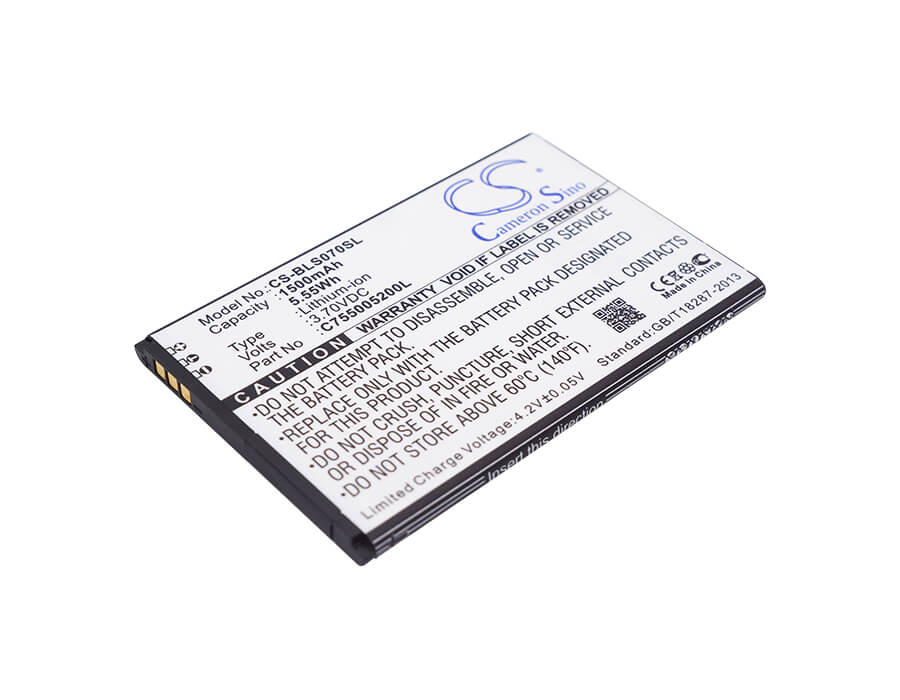 3.7V, 1500mAh, Li-ion Battery fits Blu, S070q, Studio Selfie, 5.55Wh