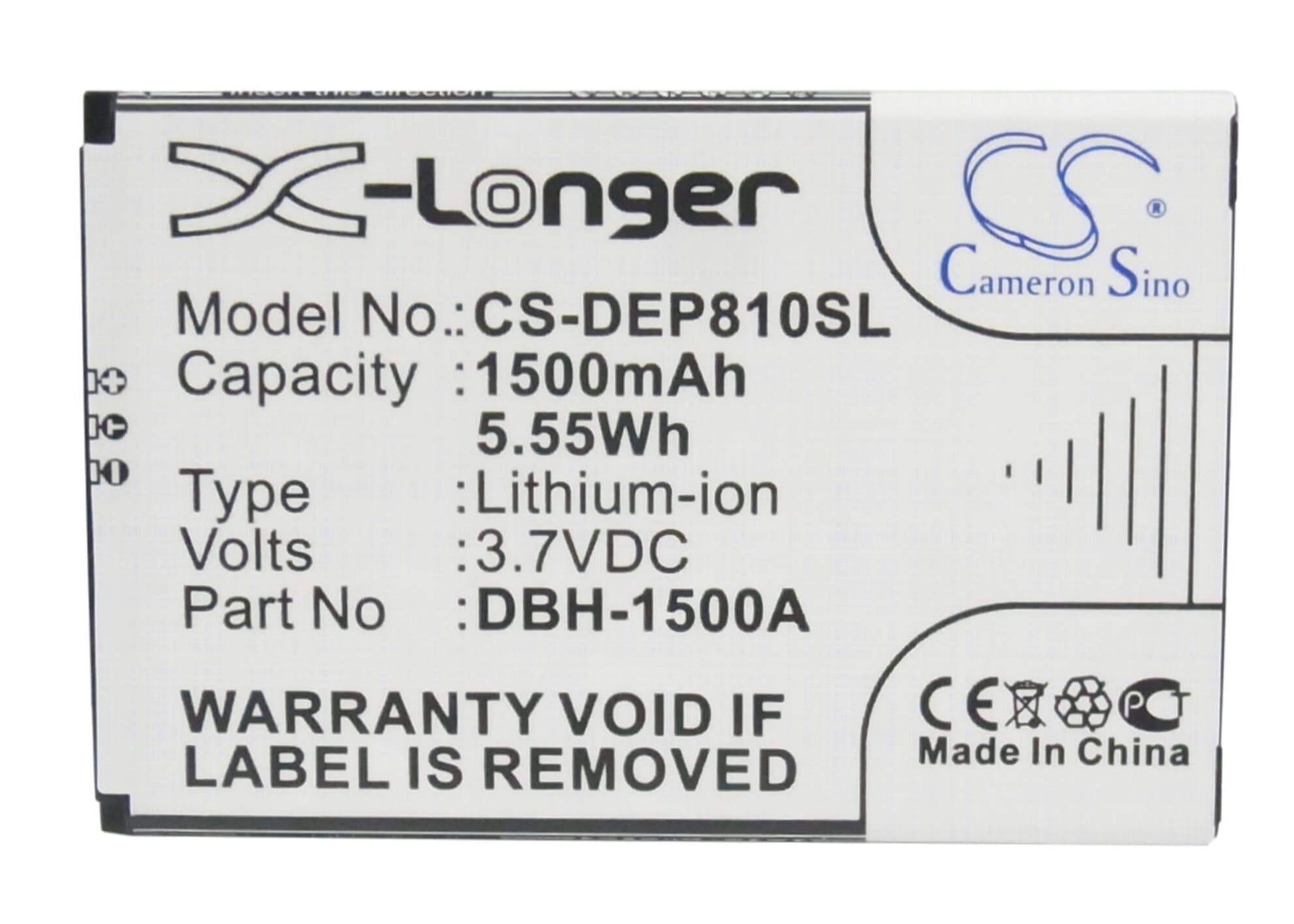 3.7V, 1500mAh, Li-ion Battery fits Doro, 6379, Liberto 810, 5.55Wh
