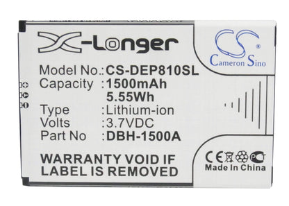 3.7V, 1500mAh, Li-ion Battery fits Doro, 6379, Liberto 810, 5.55Wh