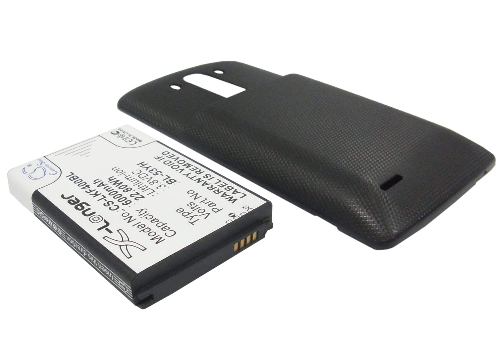 Black, 3.8V, 6000mAh, Li-ion Battery fits Lg, D830, D850, 22.8Wh