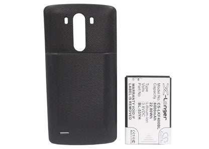 Black, 3.8V, 6000mAh, Li-ion Battery fits Lg, D830, D850, 22.8Wh