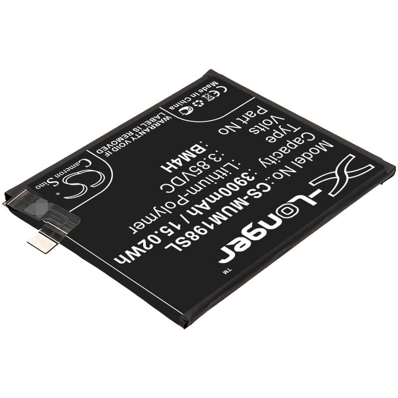 3.85V, 3900mAh, Li-Polymer Battery fits Xiaomi, 9 Pro 5g, M1908f1xe, 15.015Wh