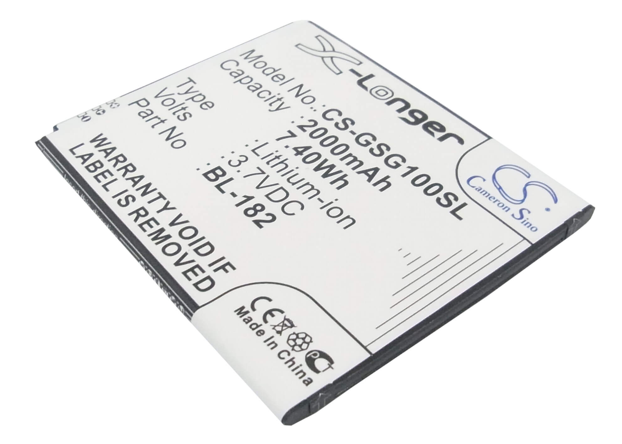 3.7V, 2000mAh, Li-ion Battery fits Gsmart, S1, Sierra S1, 7.4Wh