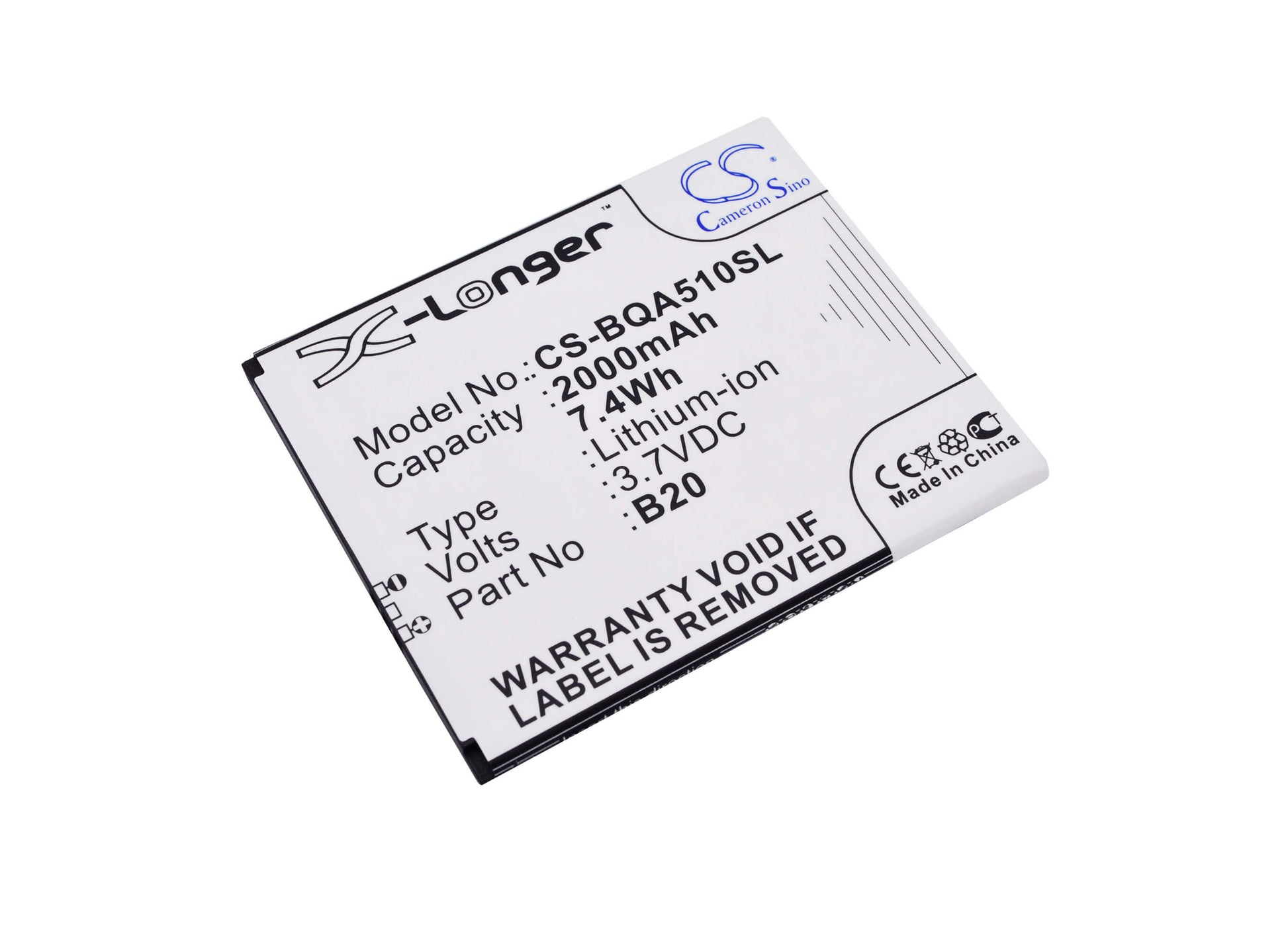3.7V, 2000mAh, Li-ion Battery fits Bq, Aquaris 5.0 Hd, 7.4Wh