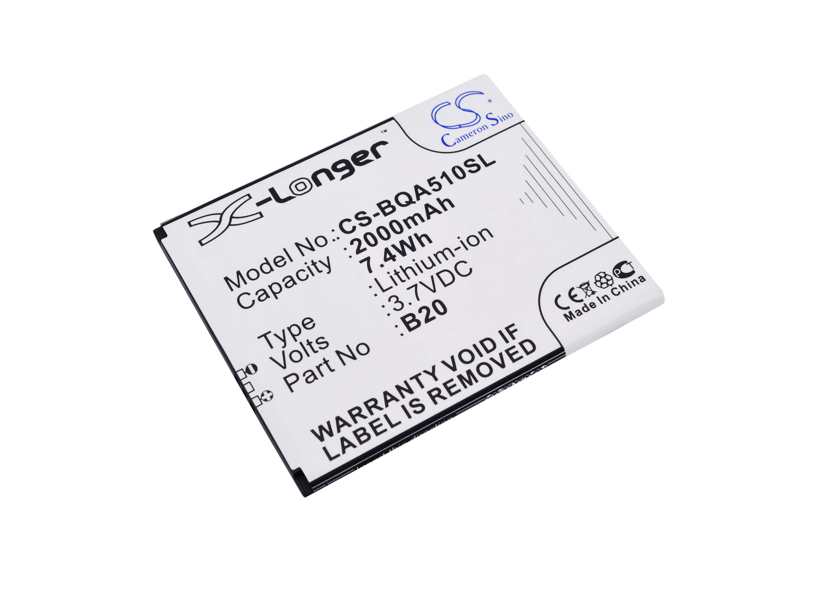 3.7V, 2000mAh, Li-ion Battery fits Bq, Aquaris 5.0 Hd, 7.4Wh