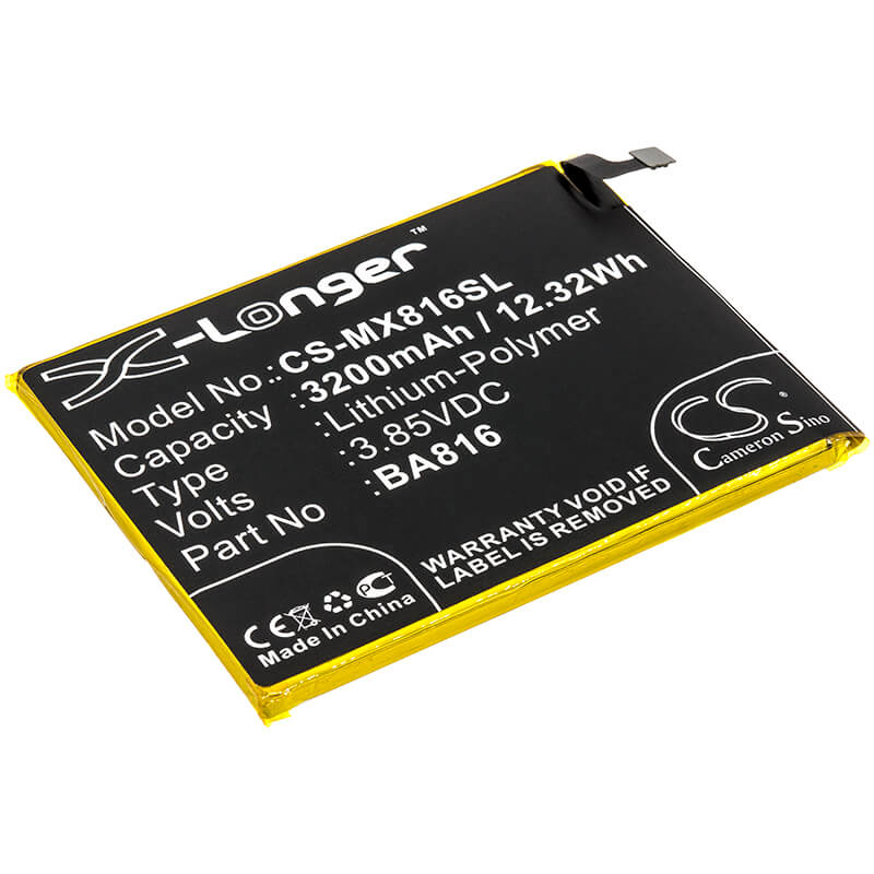 3.85V, 3200mAh, Li-Polymer Battery fits Meizu, M816q, V8, 12.32Wh