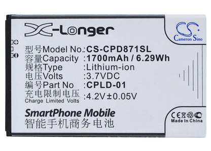 3.7V, 1700mAh, Li-ion Battery fits Coolpad, 8710, 9120, 6.29Wh