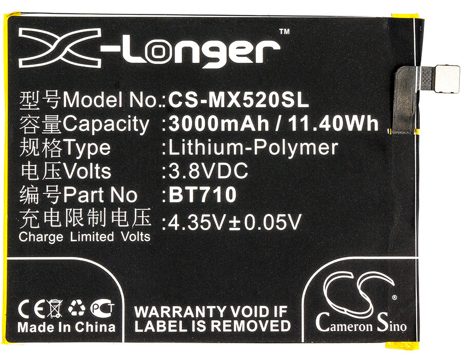 3.8V, 3000mAh, Li-Polymer Battery fits Meilan, A5, 11.4Wh