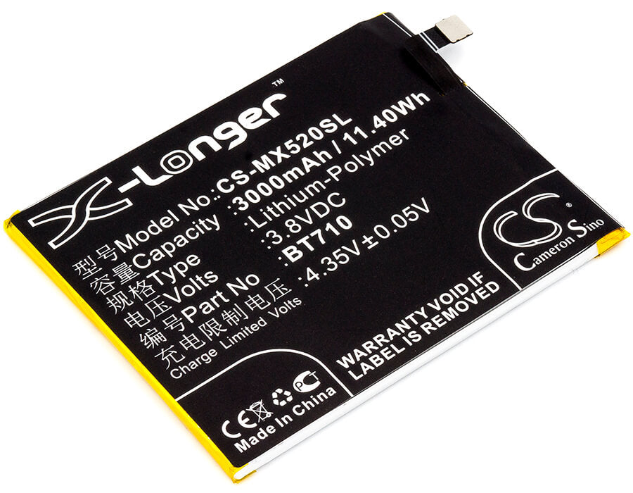 3.8V, 3000mAh, Li-Polymer Battery fits Meizu, M5c, M710h, 11.4Wh