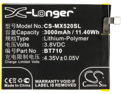 3.8V, 3000mAh, Li-Polymer Battery fits Meizu, M5c, M710h, 11.4Wh